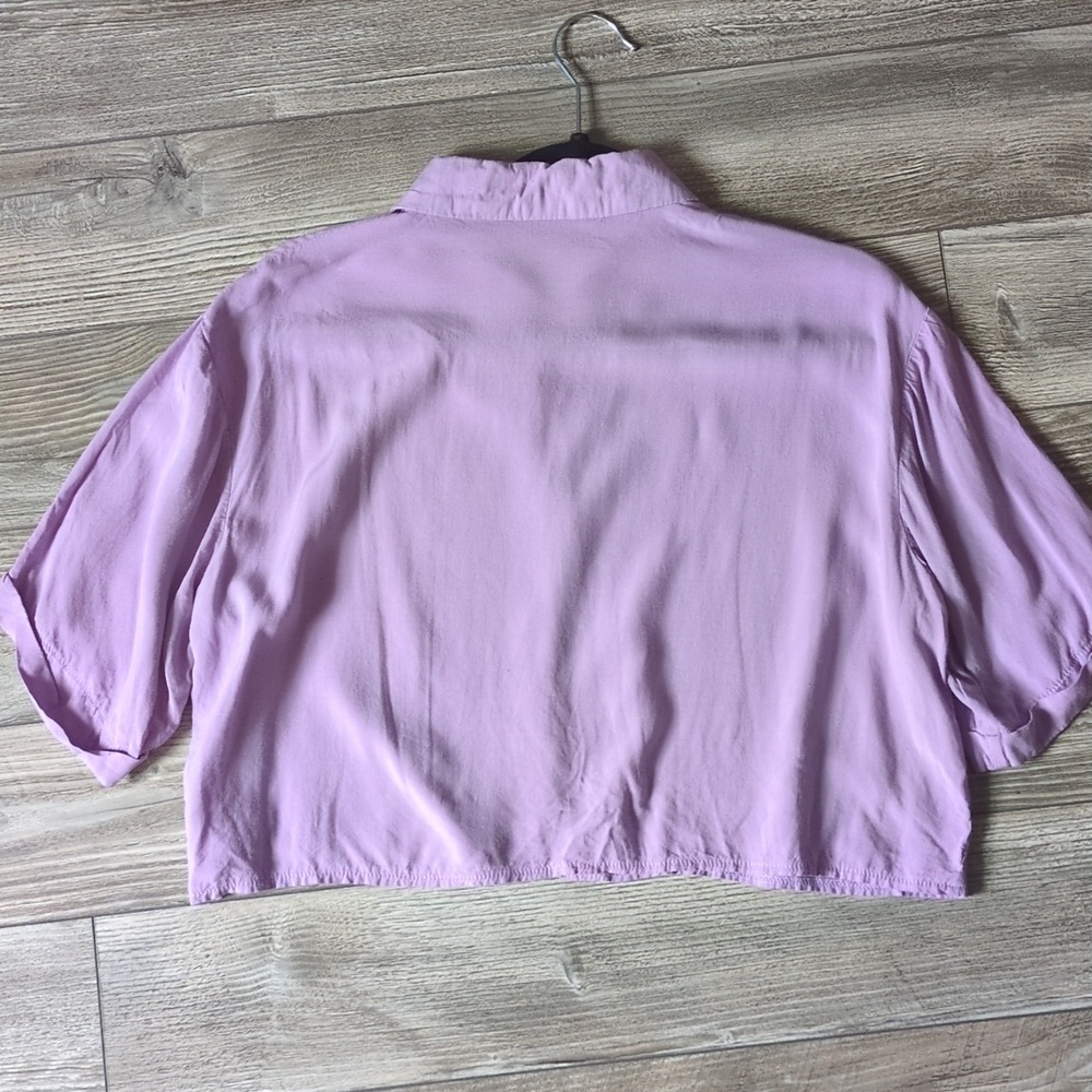SHEIN Lavender Button-Front Cropped Shirt M - Picture 5 of 5